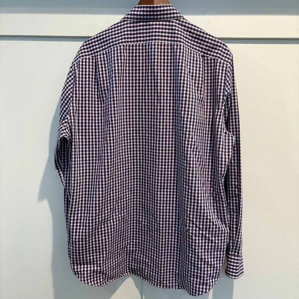 J.Crew Shirt Mens XL Extra‎ Large Blue Gingham Check Performance Slim AS989